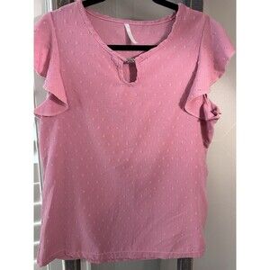 Rene Ricci Dusty Pink Swiss Dot Blouse Women Top Size Large